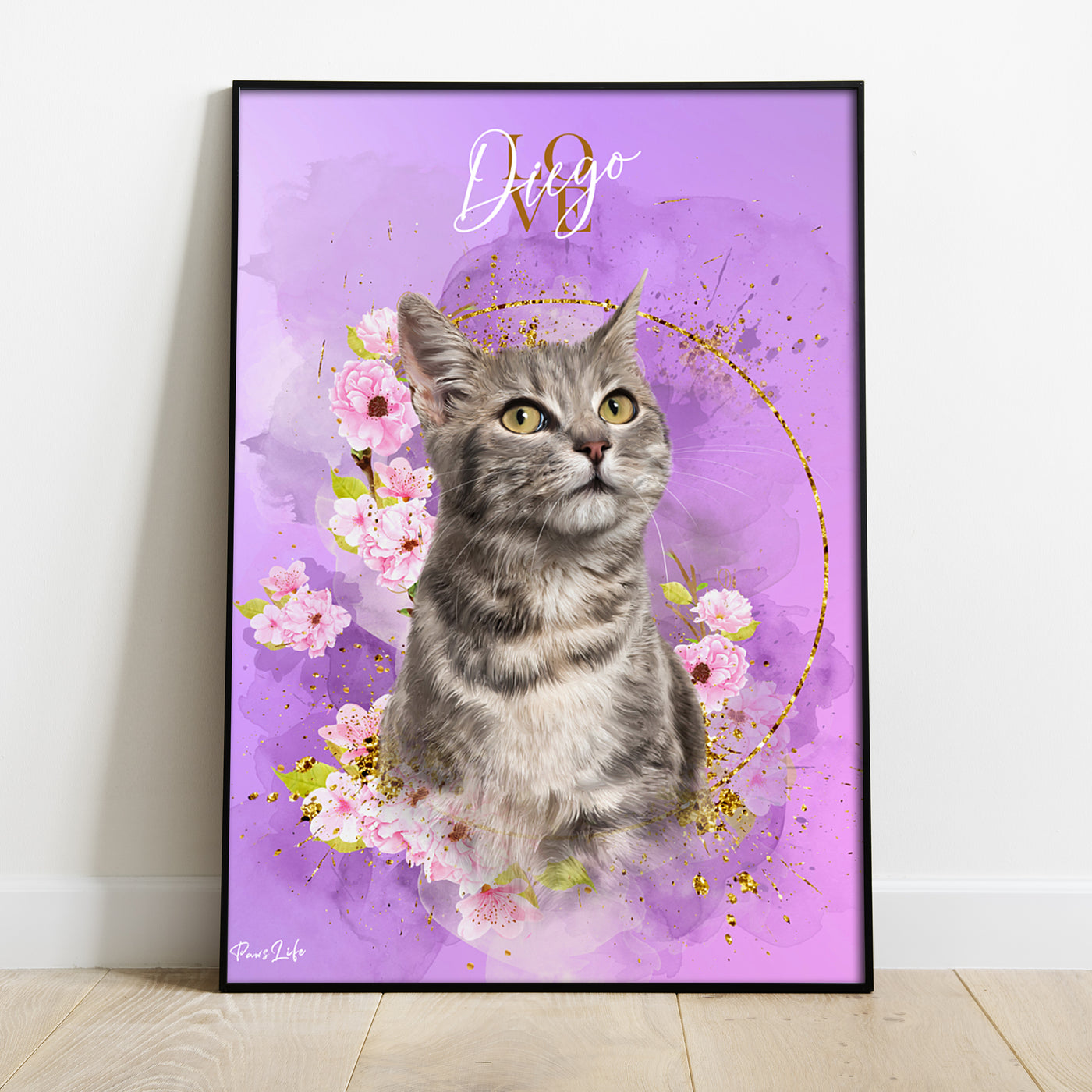 Gepersonaliseerd portret - Gouden bloemenstijl 