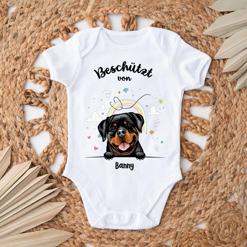 Beschermd door - Gepersonaliseerde babyromper - Kort - Hond & Kat 
