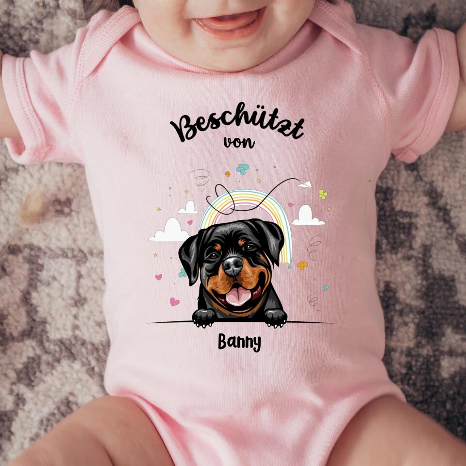 Beschermd door - Gepersonaliseerde babyromper - Kort - Hond & Kat 