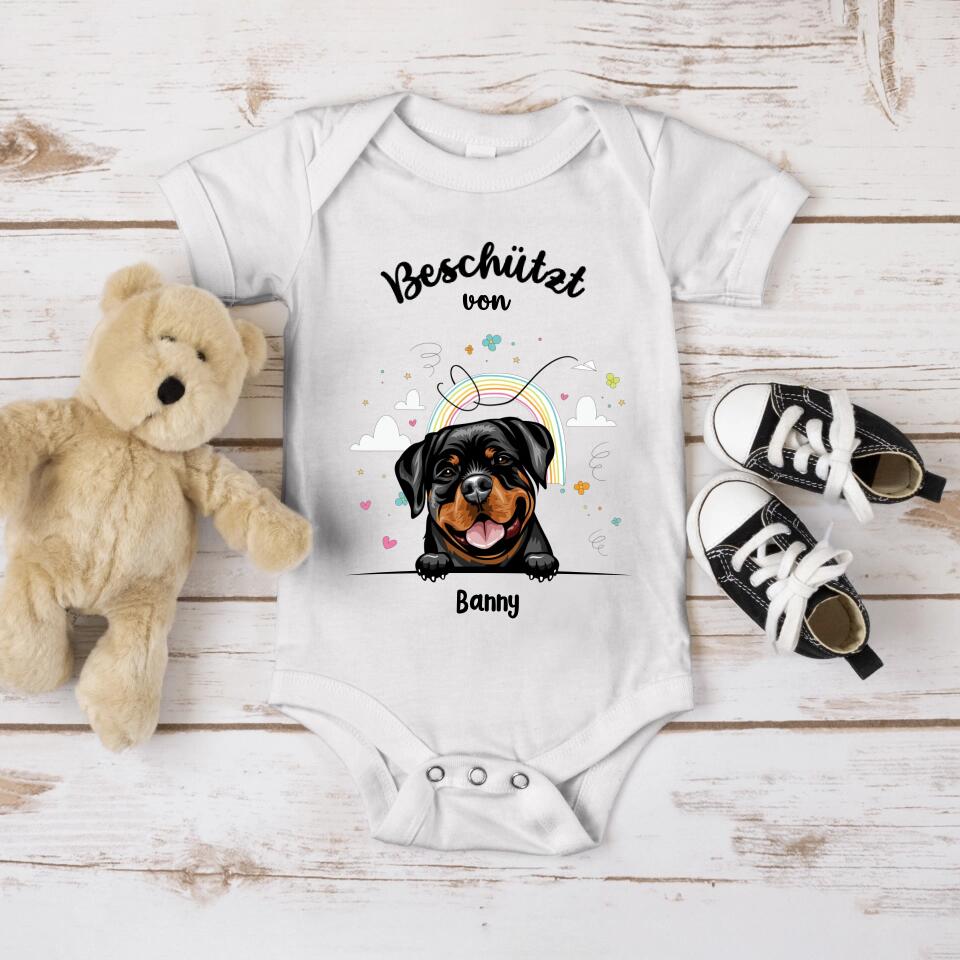 Beschermd door - Gepersonaliseerde babyromper - Kort - Hond & Kat 