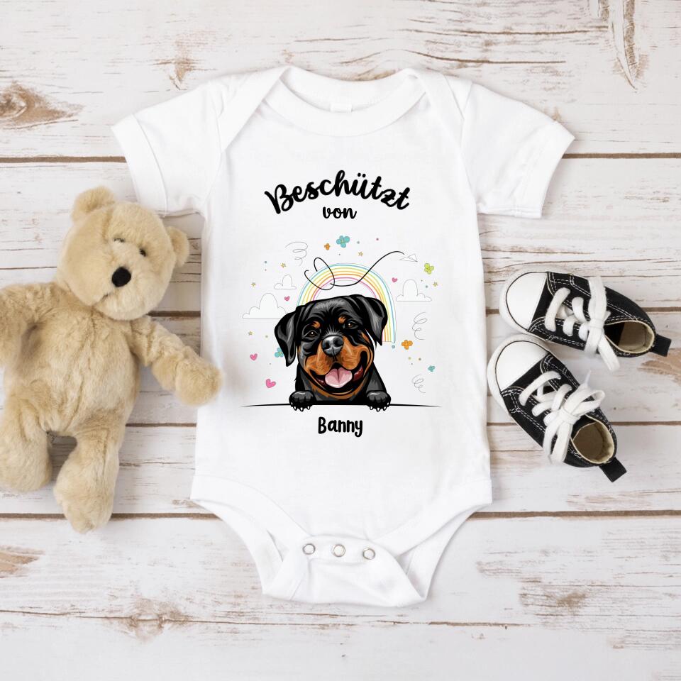 Beschermd door - Gepersonaliseerde babyromper - Kort - Hond & Kat 