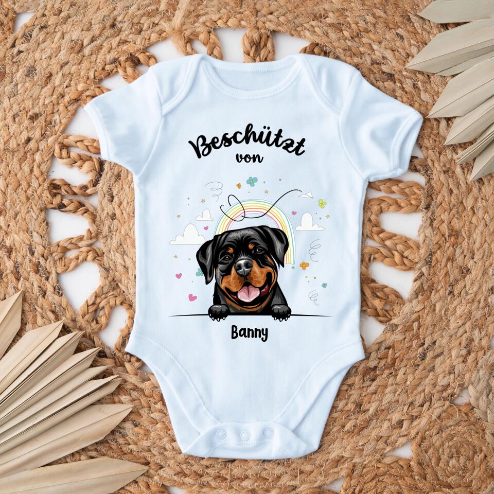 Beschermd door - Gepersonaliseerde babyromper - Kort - Hond & Kat 