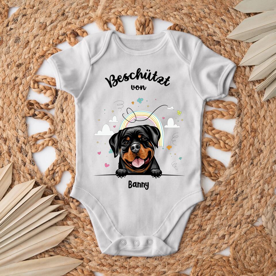 Beschermd door - Gepersonaliseerde babyromper - Kort - Hond & Kat 