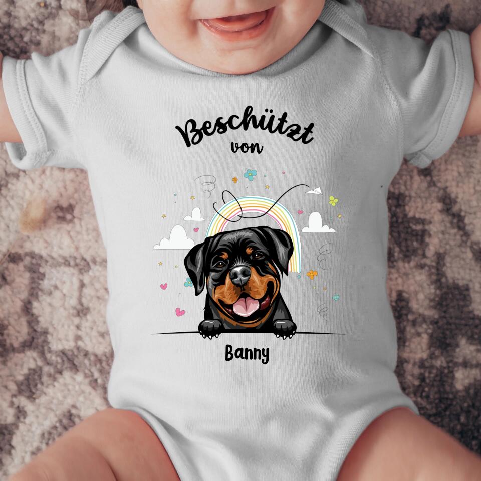 Beschermd door - Gepersonaliseerde babyromper - Kort - Hond & Kat 