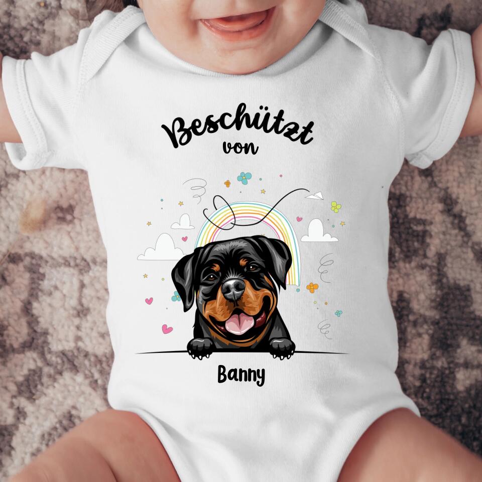 Beschermd door - Gepersonaliseerde babyromper - Kort - Hond & Kat 