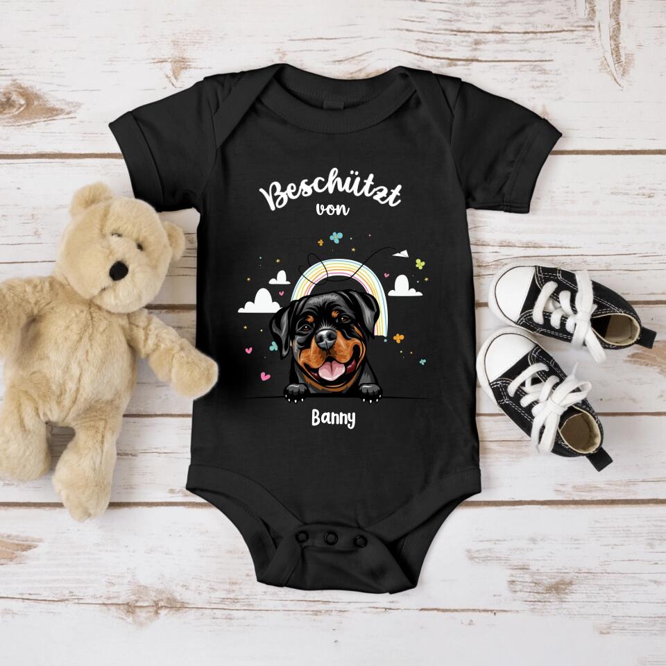 Beschermd door - Gepersonaliseerde babyromper - Kort - Hond & Kat 