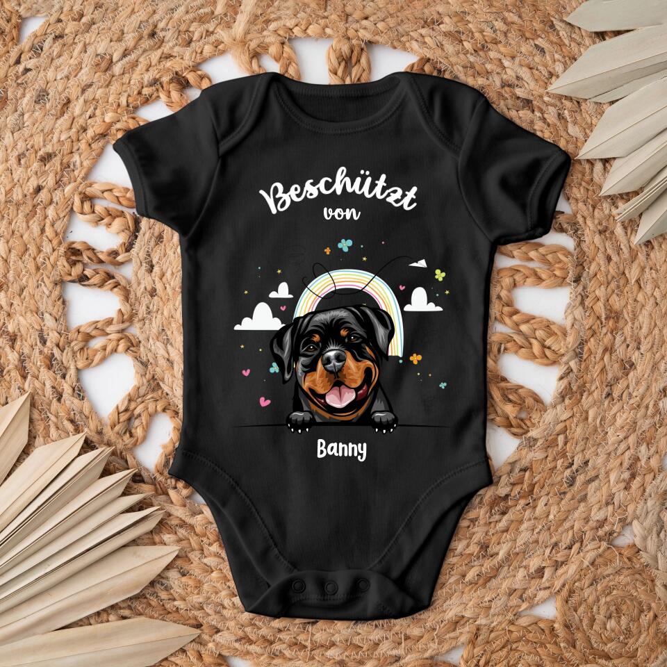 Beschermd door - Gepersonaliseerde babyromper - Kort - Hond & Kat 