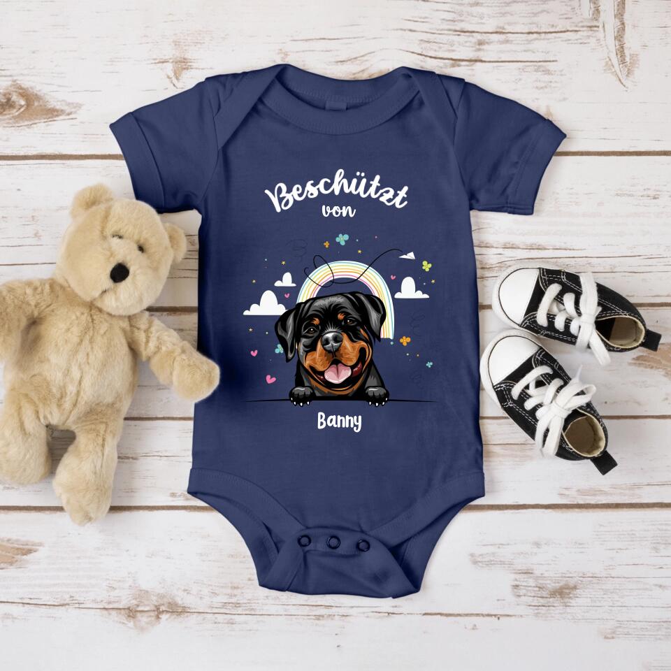 Beschermd door - Gepersonaliseerde babyromper - Kort - Hond & Kat 