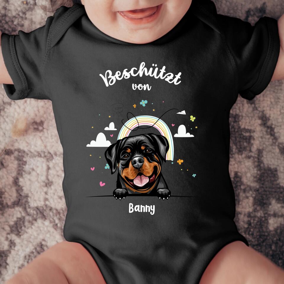 Beschermd door - Gepersonaliseerde babyromper - Kort - Hond & Kat 