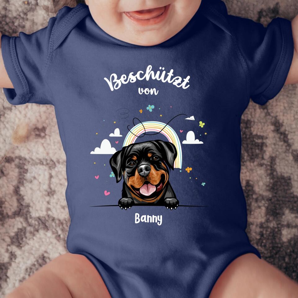 Beschermd door - Gepersonaliseerde babyromper - Kort - Hond & Kat 