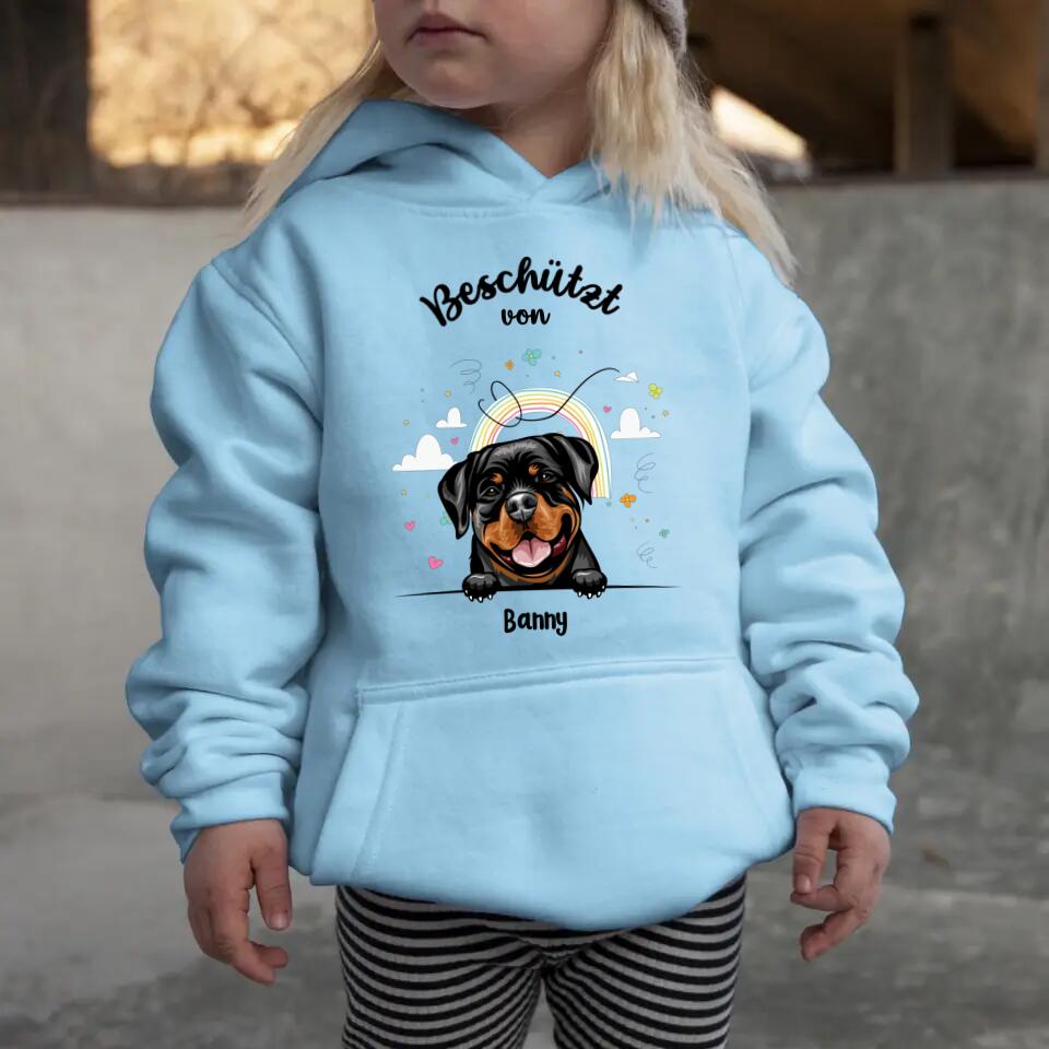 Beschermd door - Gepersonaliseerde kinderhoodie - Hond & Kat - Meerdere kleuren