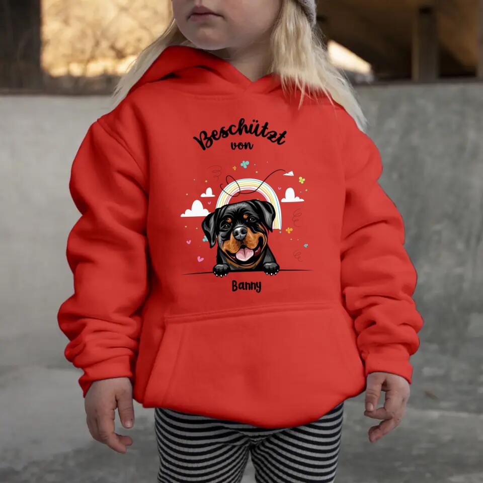 Beschermd door - Gepersonaliseerde kinderhoodie - Hond & Kat - Meerdere kleuren