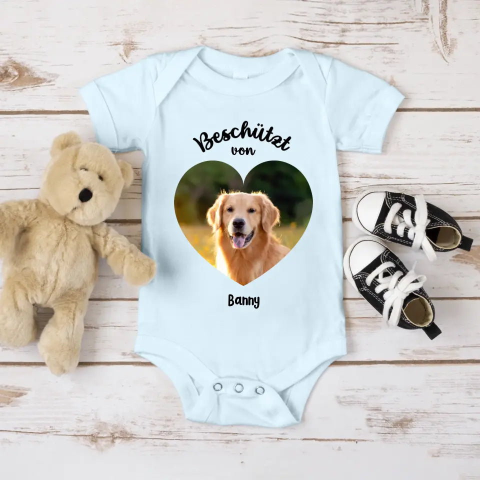 Beschermd door - Gepersonaliseerde babyromper met foto 