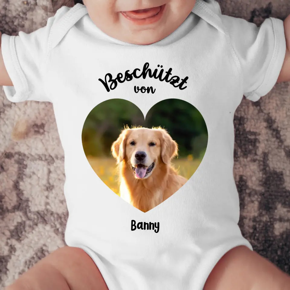 Beschermd door - Gepersonaliseerde babyromper met foto 