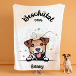 Beschermd door - Gepersonaliseerde fleece deken met huisdierontwerp