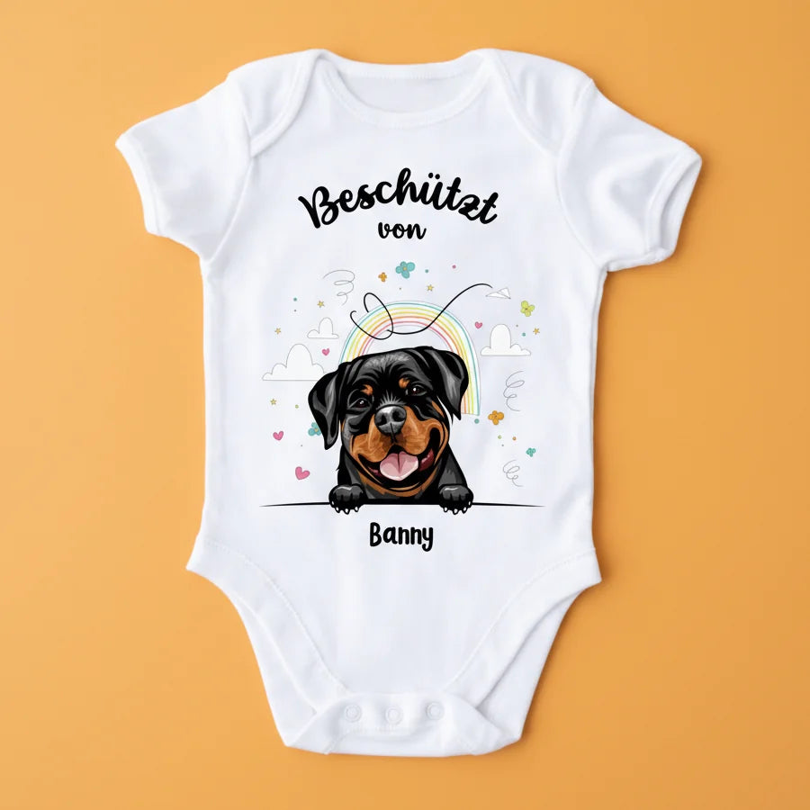 Beschermd door - Gepersonaliseerde babyromper - Kort - Hond & Kat 