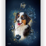 Gepersonaliseerd portret - Exclusieve stijl met gouden bloemen 