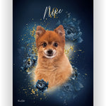 Gepersonaliseerd portret - Exclusieve stijl met gouden bloemen 