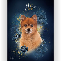 Gepersonaliseerde portretposter en canvas - Exclusieve stijl met gouden bloemen 