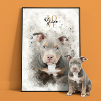 Gepersonaliseerde portretposter en canvas - Aquarelstijl