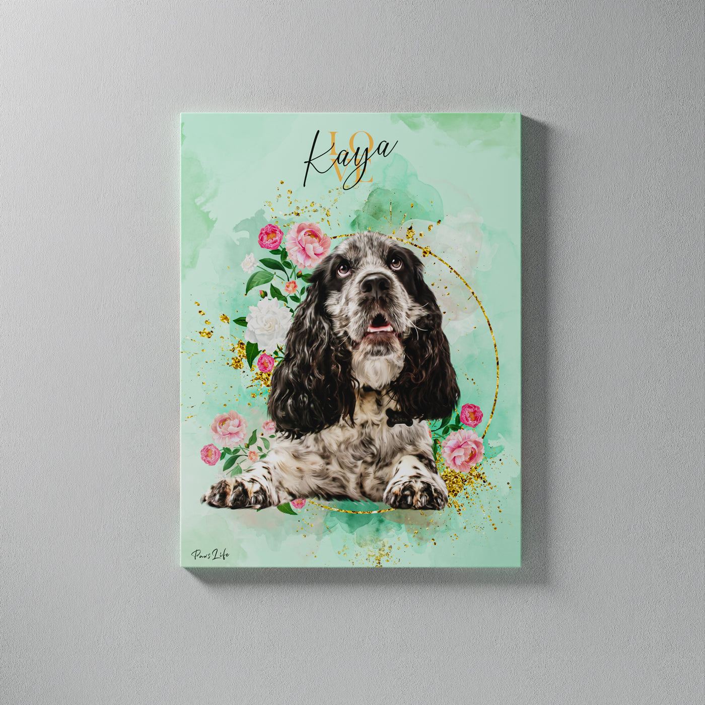 Gepersonaliseerd portret - Gouden bloemenstijl 