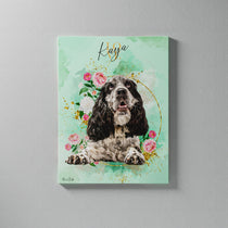 Gepersonaliseerde portretposter en canvas - Gouden bloemenstijl 