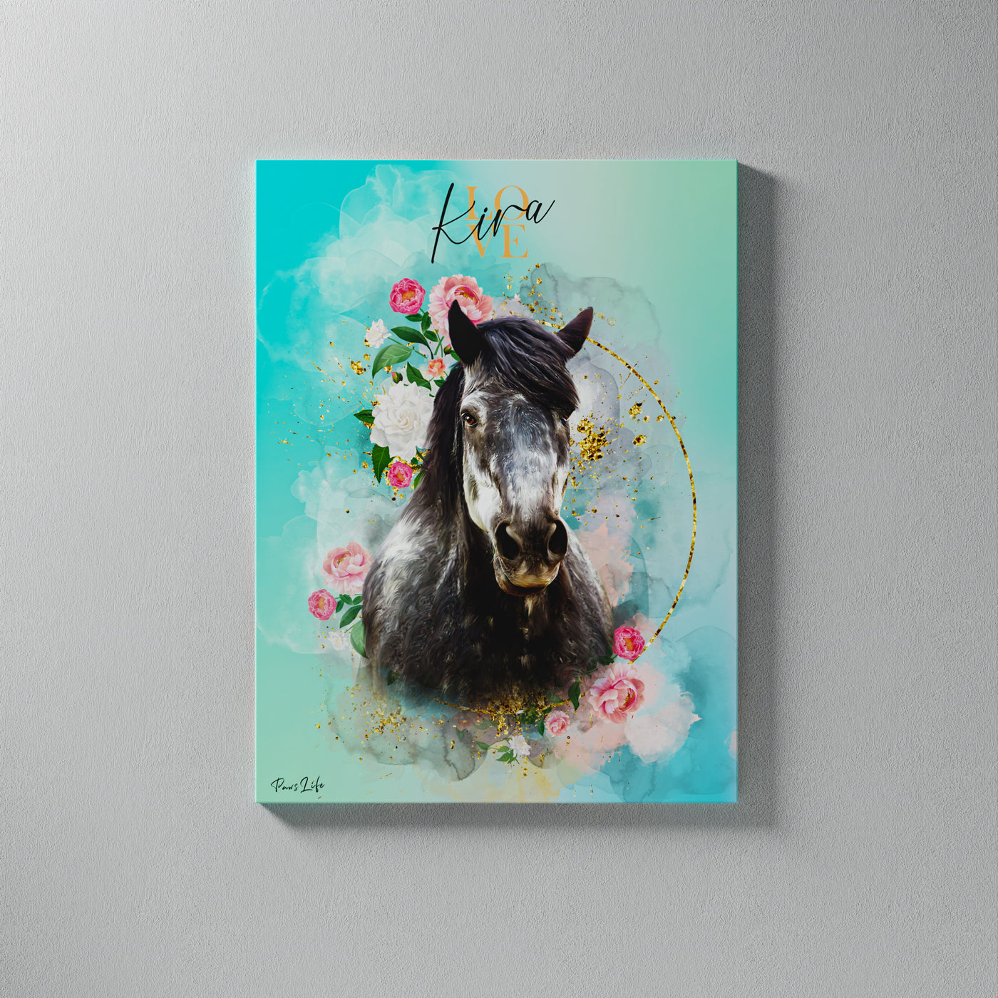 Gepersonaliseerd portret - Gouden bloemenstijl 