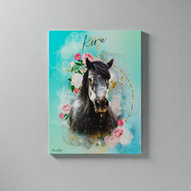Gepersonaliseerde portretposter en canvas - Gouden bloemenstijl 