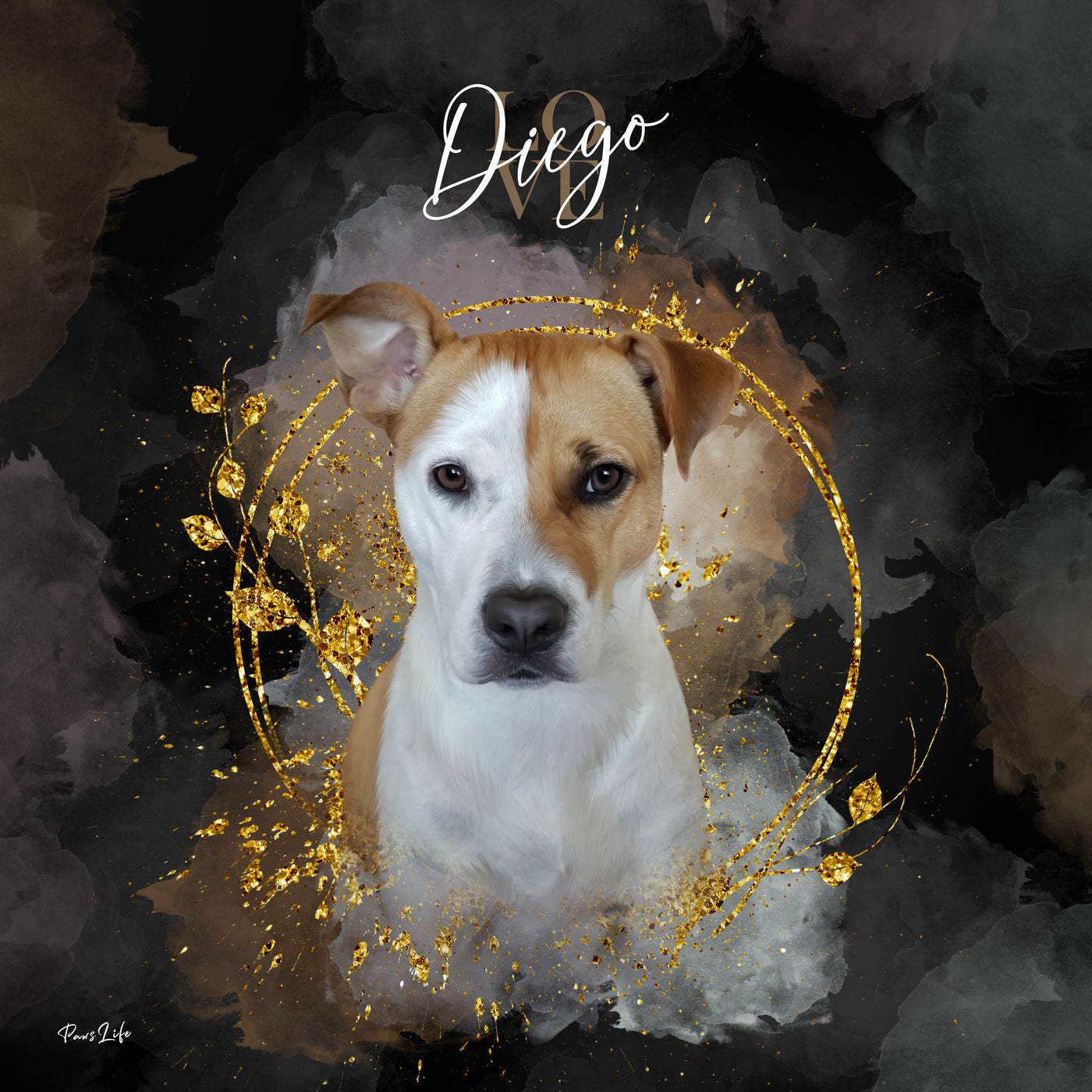 Gepersonaliseerd portret - Gouden aquarelstijl 