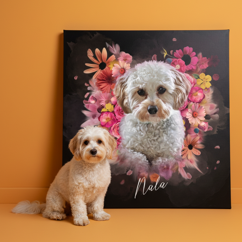 Gepersonaliseerd portret - Bloemenengelstijl