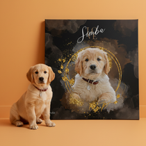 Gepersonaliseerde portretposter en canvas - Gouden aquarelstijl 