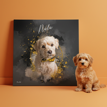 Gepersonaliseerde portretposter en canvas - Gouden aquarelstijl 
