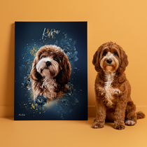 Gepersonaliseerde portretposter en canvas - Exclusieve stijl met gouden bloemen 