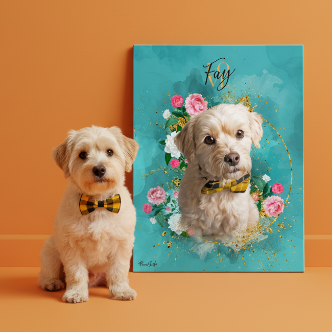 Gepersonaliseerd portret - Gouden bloemenstijl 