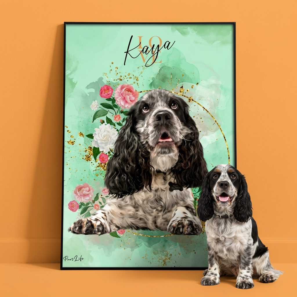 Gepersonaliseerd portret - Gouden bloemenstijl 