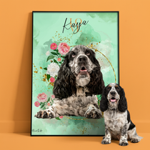 Gepersonaliseerde portretposter en canvas - Gouden bloemenstijl 