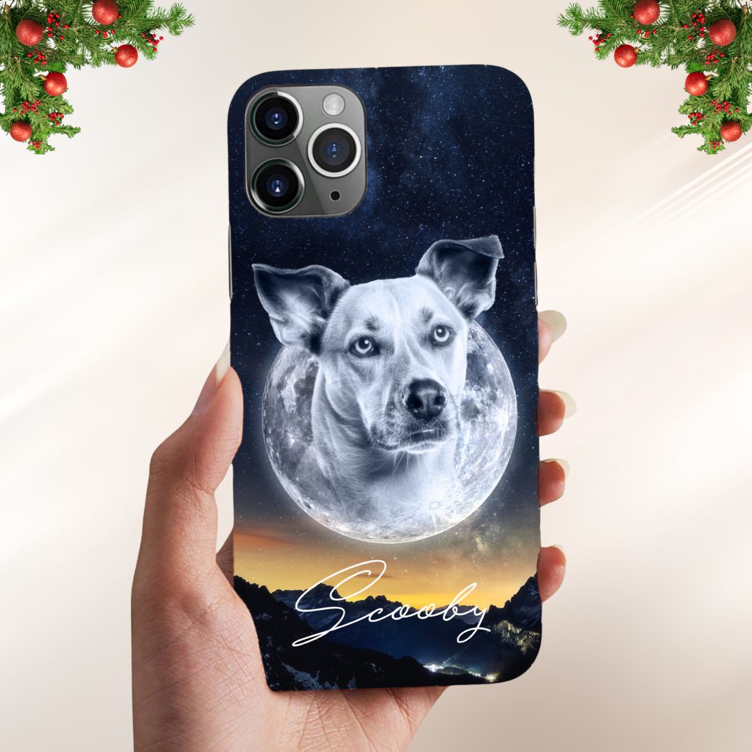 Gepersonaliseerd telefoonhoesje met portret – Maanstijl 