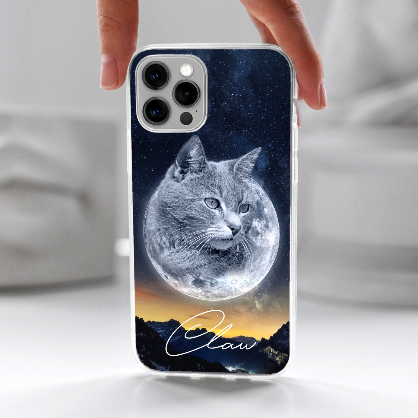 Gepersonaliseerd telefoonhoesje met portret – Maanstijl 