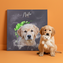 Gepersonaliseerde portretposter en canvas - Pastel bloemenstijl 