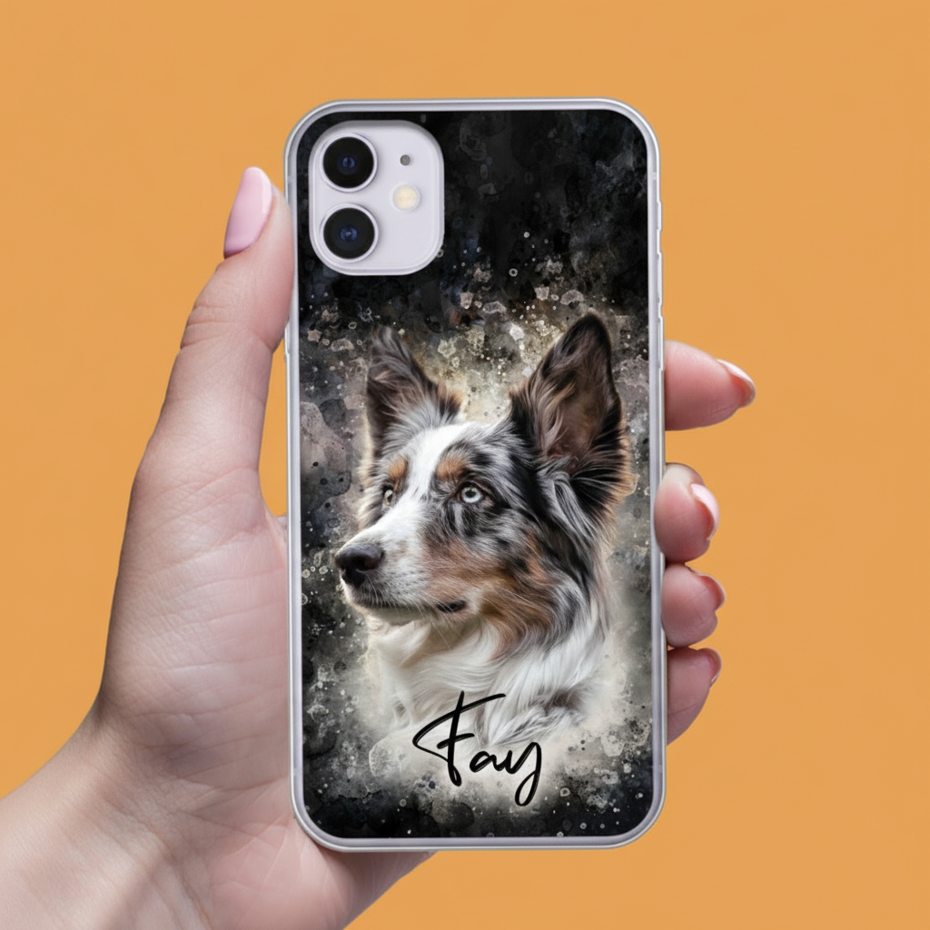 Gepersonaliseerd telefoonhoesje met portret – aquarelstijl 