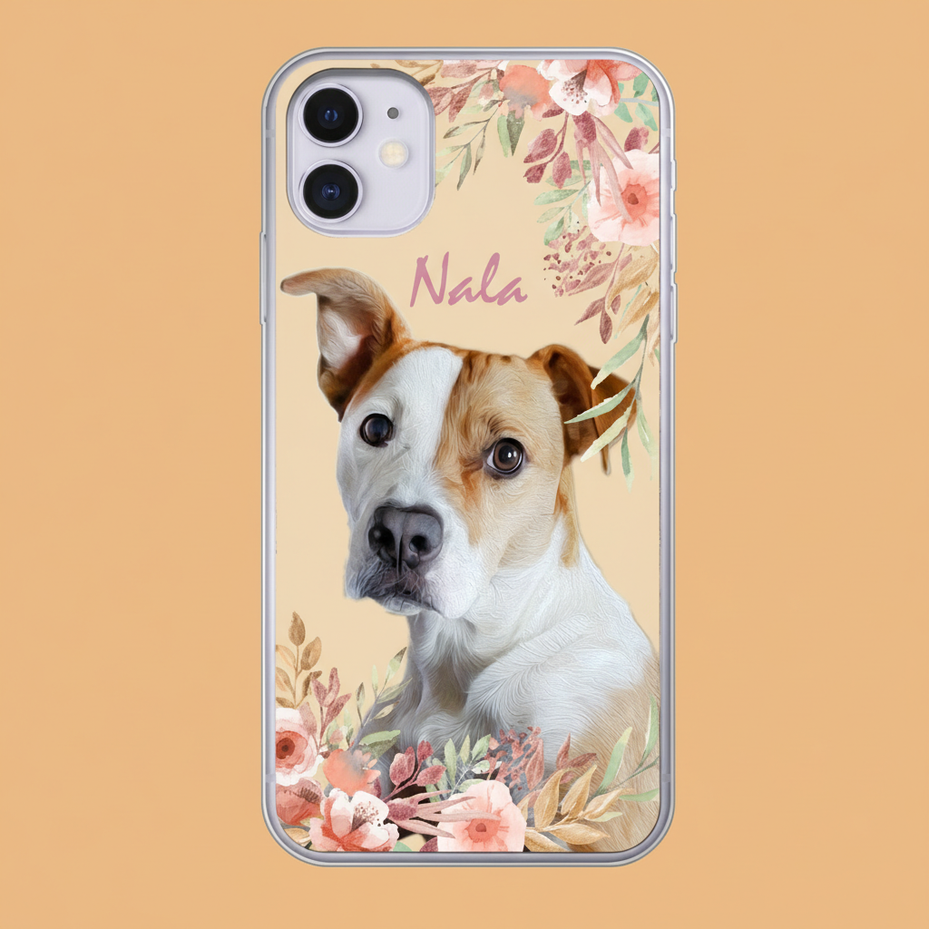 Gepersonaliseerd telefoonhoesje met portret – Bloemenstijl