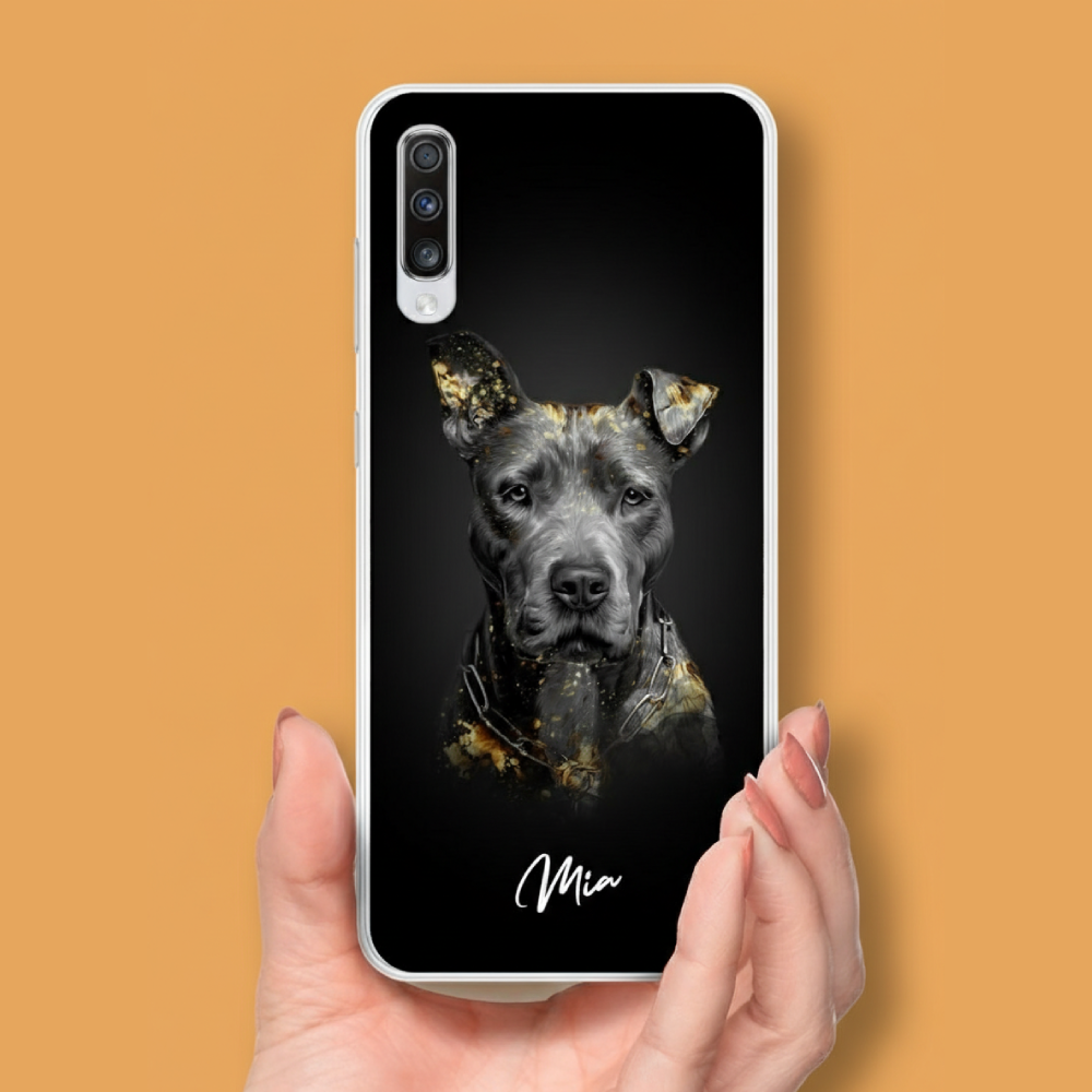 Gepersonaliseerd telefoonhoesje met portret – Gouden stijl