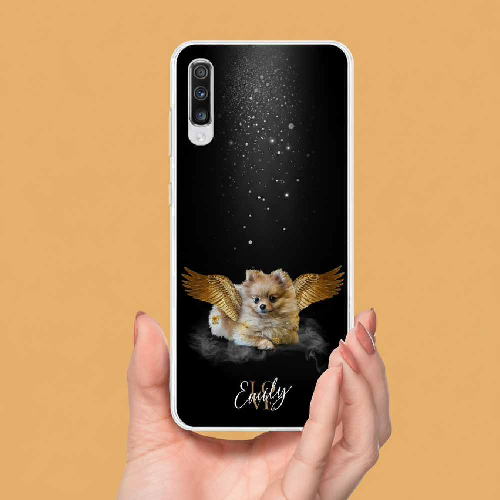 Gepersonaliseerd telefoonhoesje met portret – Gouden Engel-stijl