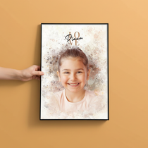 Gepersonaliseerde portretposter van personen – Aquarelstijl