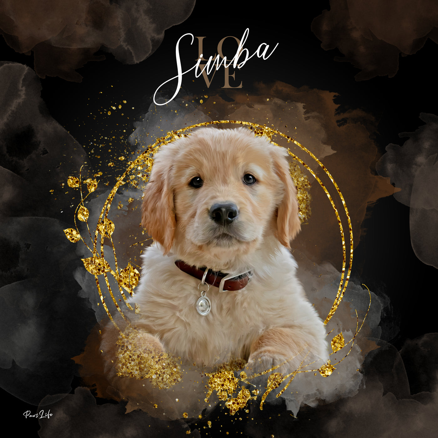 Gepersonaliseerd portret - Gouden aquarelstijl 