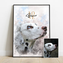 Gepersonaliseerde portretposter en canvas - Aquarelstijl