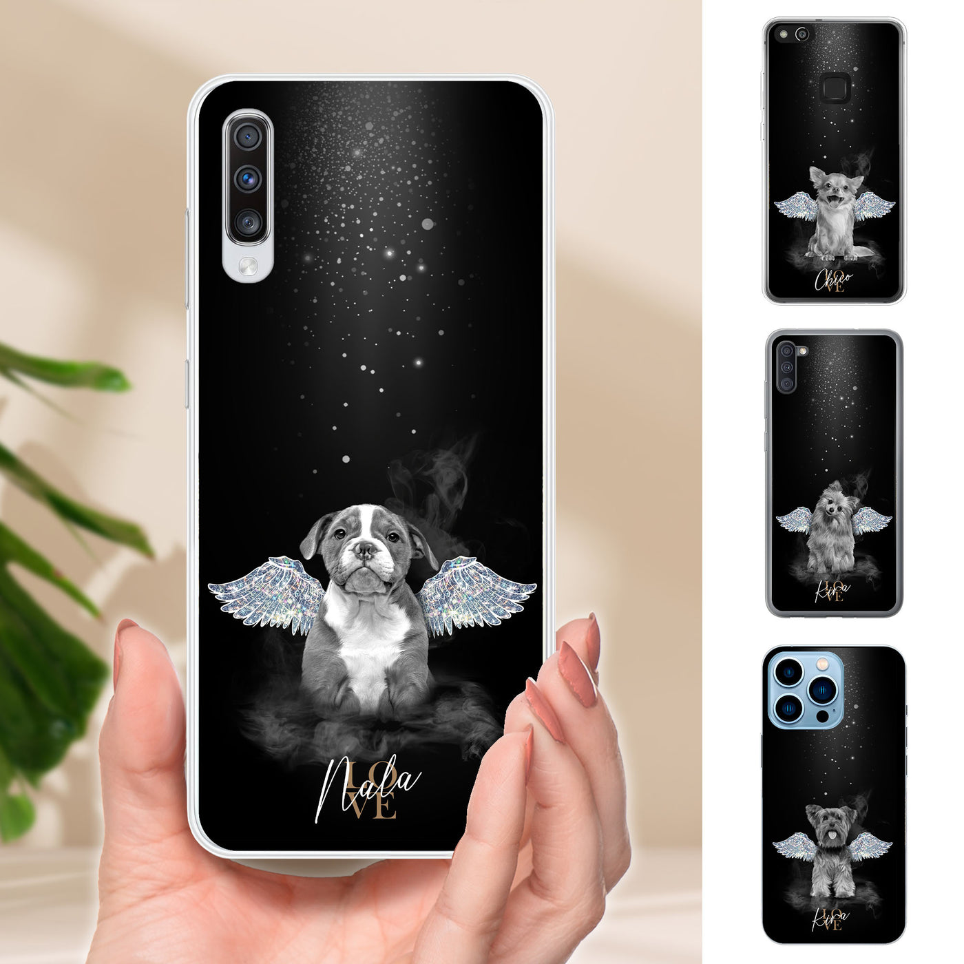 Gepersonaliseerd telefoonhoesje met portret – Diamantstijl