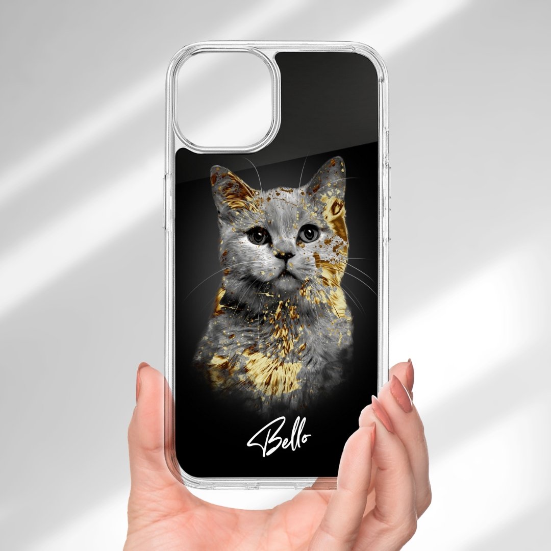 Personalisierte Portrait Handyhülle – Gold Stil - PawsLife