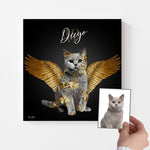 Personalisierte Portrait Leinwand - Goldener Engel Stil - PawsLife